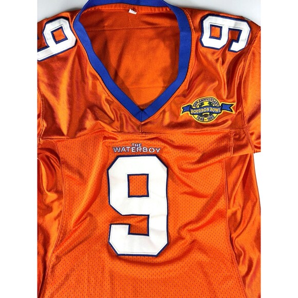 Waterboy Bobby Boucher #9 Mud Dogs 50th Bourbon Bowl Orange Football Jersey - Picture 5 of 12